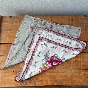 Vintage bundle of 2 Floral Patterned Handkerchiefs Cottagecore Quirky Eclectic